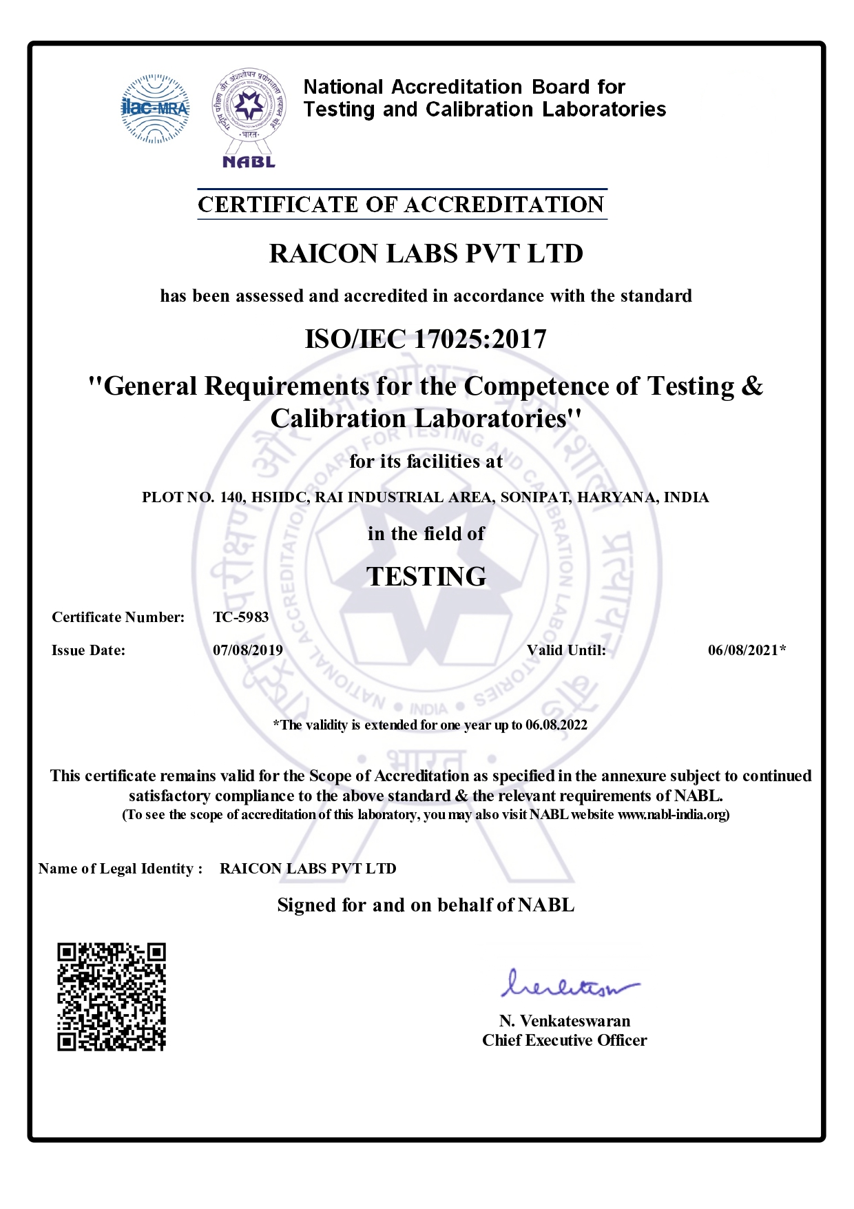 NABL Certificate